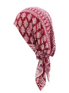 Multi-Design Floral Leaf Print Women's Headscarf, Pre-Tied Hat, Breathable Comfort, All-Over Print, Loose-Fit, Sleep Cap, Chemo Cover, Fashion Headscarf