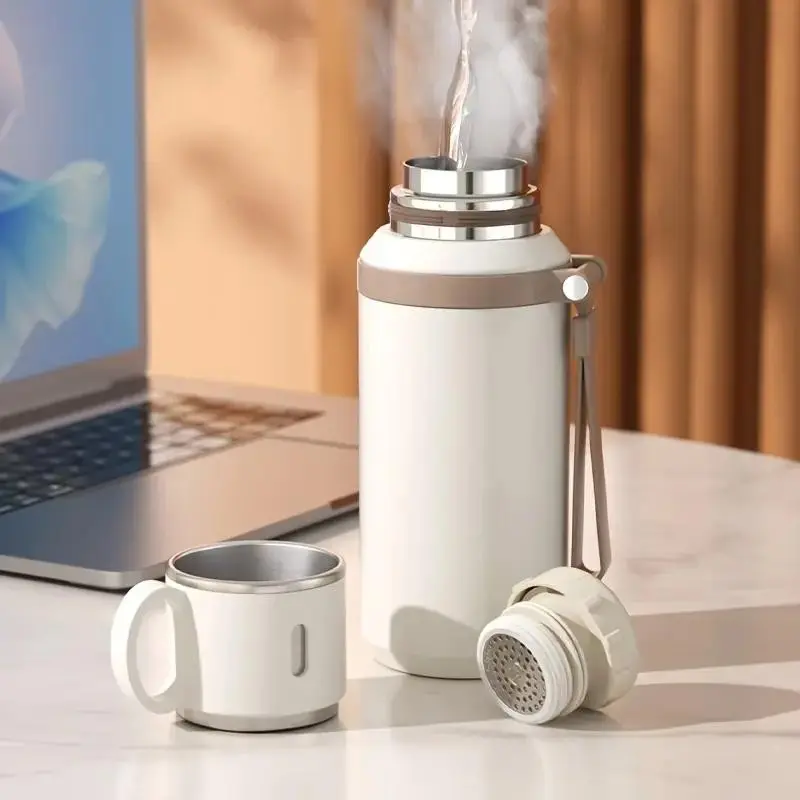 29oz Stainless Steel Insulated Water Bottle with Rope Handle, Dual-Function Coffee Cup, Portable Outdoor Hydration Flask for Camping and Travel