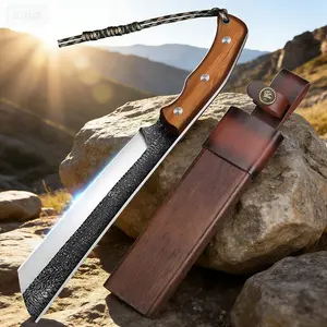 Dragon Kitchen Meat Cleaver & Boning Knife - Full Tang Kitchen Knife for Butchering & Bone Chopping with Wooden Sheath, Chef's Tool