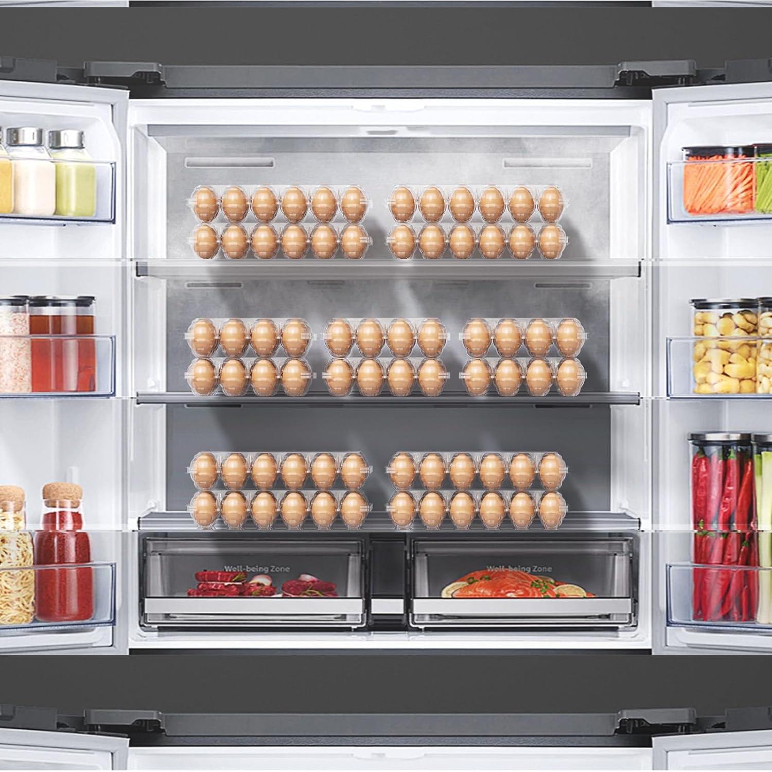 120 Pack Plastic Egg Cartons  Bulk, 12 Count Clear Egg Containers for Fresh Chicken Eggs, 3x4 Grids Refrigerator Egg Trays for Refrigerator Storage, Chicken Farm, Market Display & Commercial Use