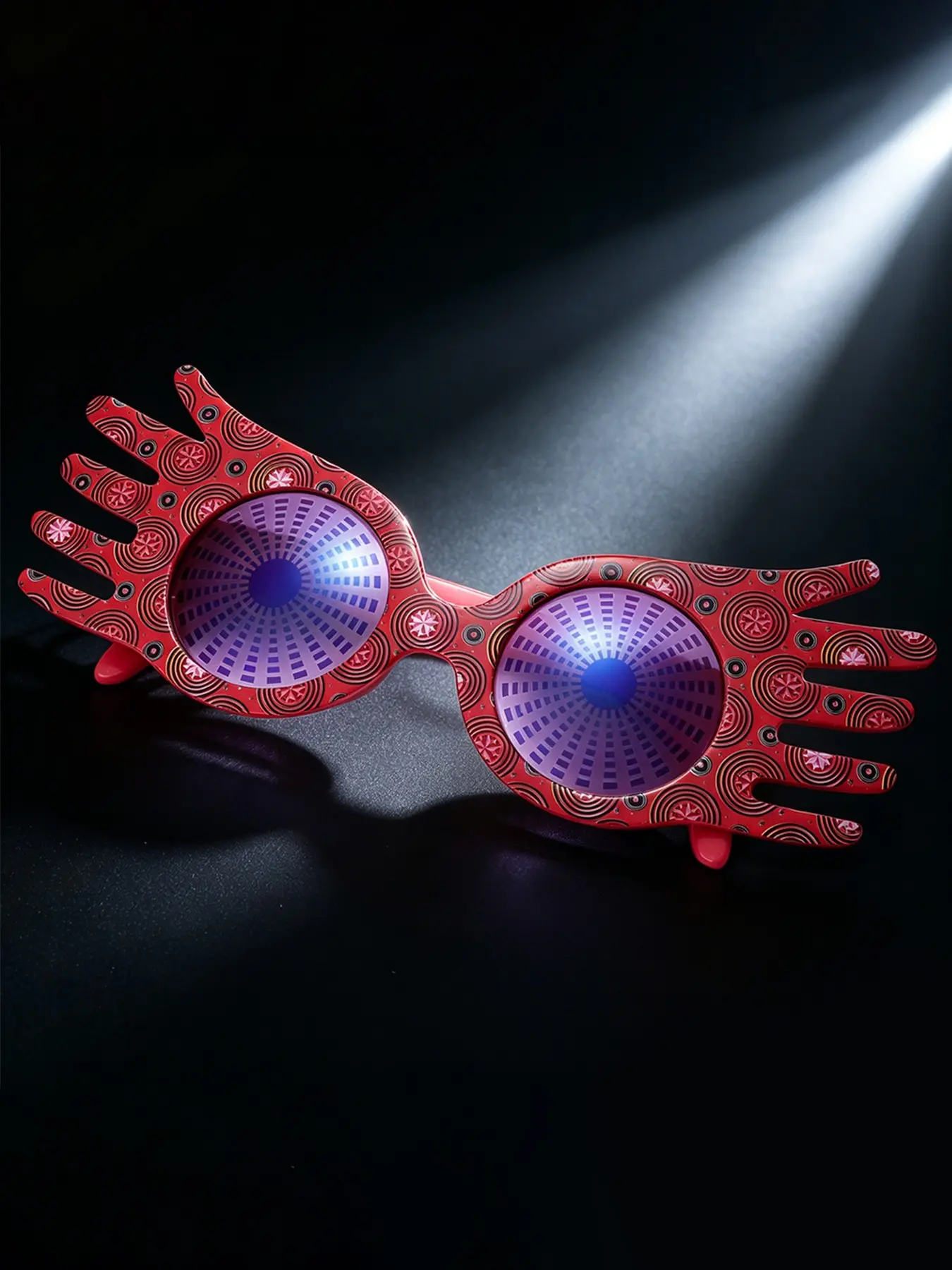 Novelty Hand Shape Masquerade Glasses, Swirl Print Frame, Lens, Funny Decorative Eyewear for Ball, Carnival, Costume