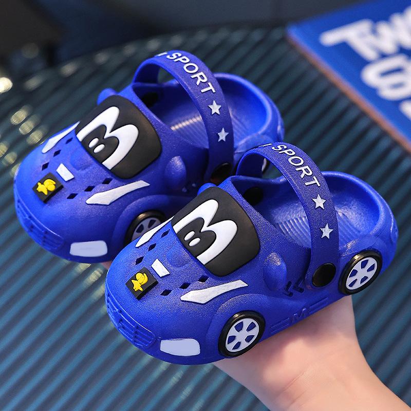 Boys' New Cartoon Car Design Closed-Toe Clogs Non-Slip Soft Sole Sandals Boys Ombre Slide Kids Classic Baseball Kids' Crocband Cruiser Flames
