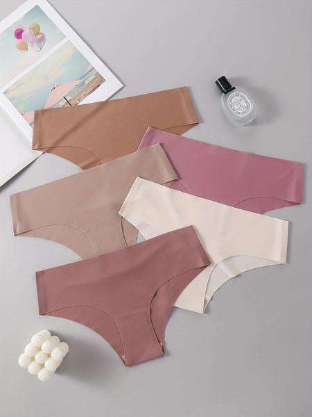 K-Pop Demon Hunte-Women's Seamless Ice Silk Triangle Panties, K-Pop Demon Hunter Print & Simple Solid Colors, Low Waist One Piece Elastic Thin Ladies Underwear Set