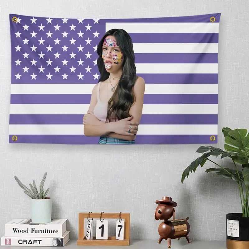 American Flag Wall Decor Hanging Banner, Polyester Flag with Metal Grommets, Bedroom Dorm Party Background Flag