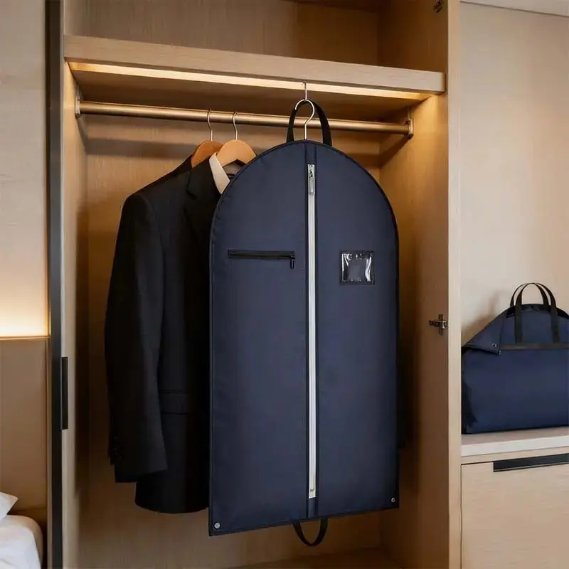 [1/3pcs Foldable Garment Bags with Pocket and Clear Window] Lightweight Travel Garment Bags for Hanging Clothes, Suit Bags for Closet Storage, Portable Folding Covers, Durable Cover, Garment Covers with Zipper for Coats, Jackets, Shirts