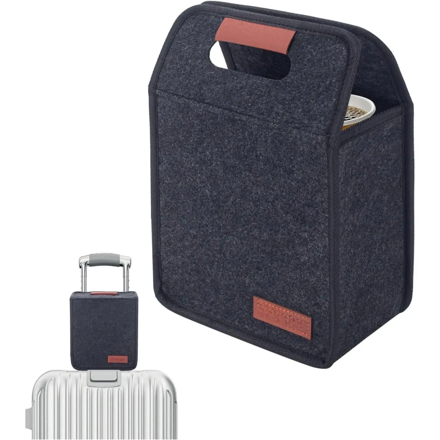Drink Carrier with Handle, Fits 2 Cups | Removable Dividers, Family Size, Multiple Tumbler , Portable Water Bottle Holder Bag, for Delivery,  and Travel