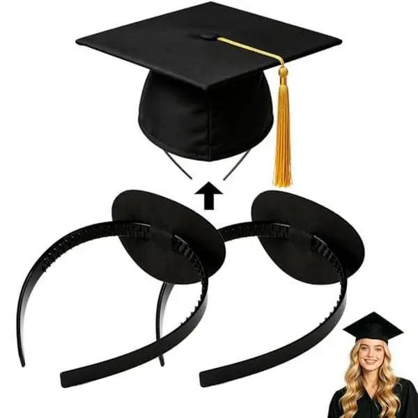 2026 Graduation Cap Headband, 2PCS Firm Anti-Fall Grad Cap Headband for Graduation Insert, Graduation Cap decorations Hat Accessories Graduations Gifts for Graduates, Students, Women Graduations Ceremonies