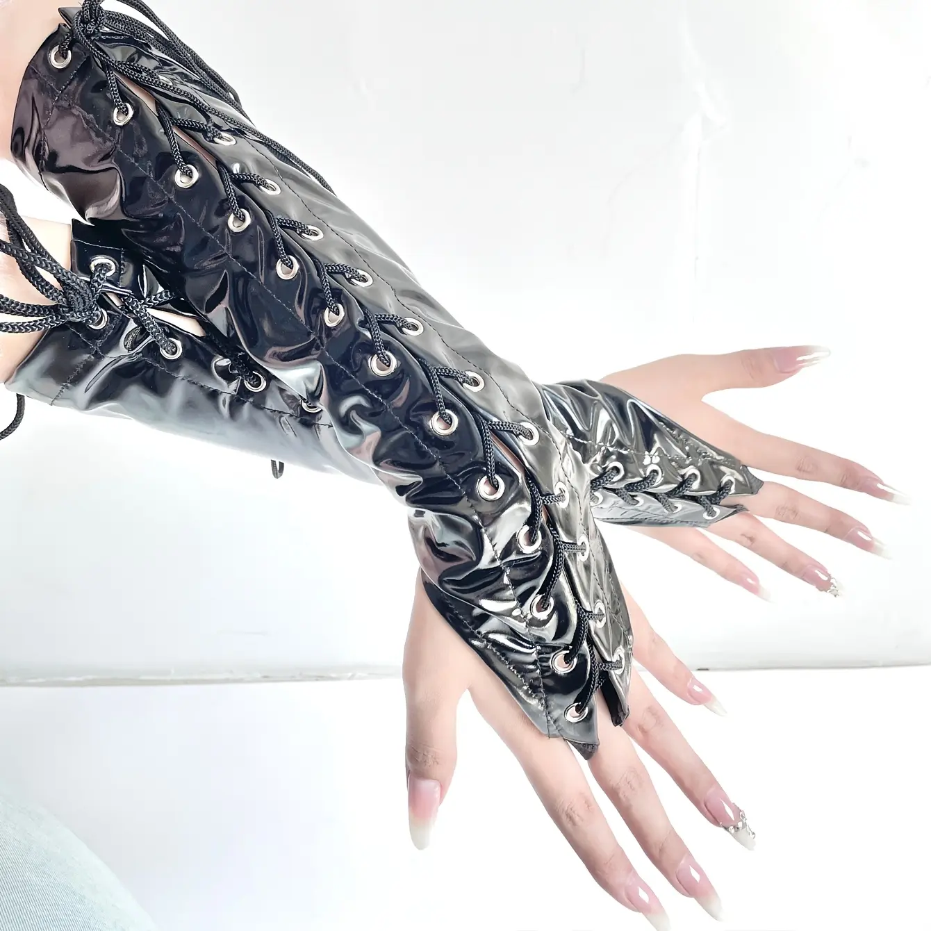 1 Pair Women'S Dressing Gloves, PVC Hook Finger Gloves, Stage Performance Strappy Gloves, Suitable for Nightclub Performances And Events