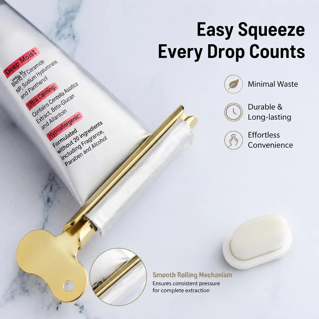 Ergonomic Stainless Steel Toothpaste Squeezer for Travel – Compact, Lightweight Manual Dispenser with Precision Grip, Ideal for Toothpaste, Face Creams, Hair Gels, and Other Tube-Based Beauty & Skincare Products