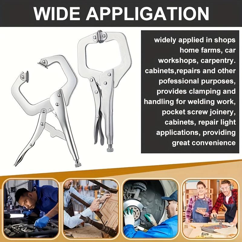 1pc 6in Locking C-shaped Clamp, Locking Pliers Adjustable Welding Clamp, Heavy-duty Pliers, C-shaped Square Mouth Clamp Woodworking Clamp, Manual Clamp Fixed Pipe Clamp, Suitable for Shops, Homes, Farms And Cars