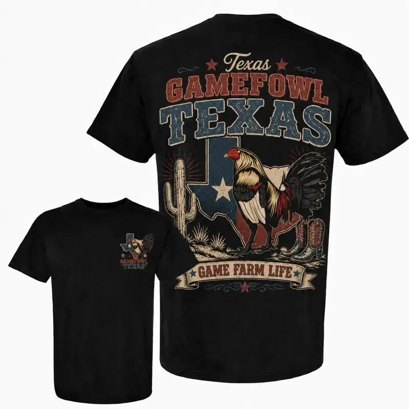 Texas Gamefowl Shirt, Gamefowl From Texas Shirt, Game Farm Life Graphic Tee, Rooster Ranch T-Shirt, Texas Chicken Breeder Shirt, Unisex Country Farm Tee