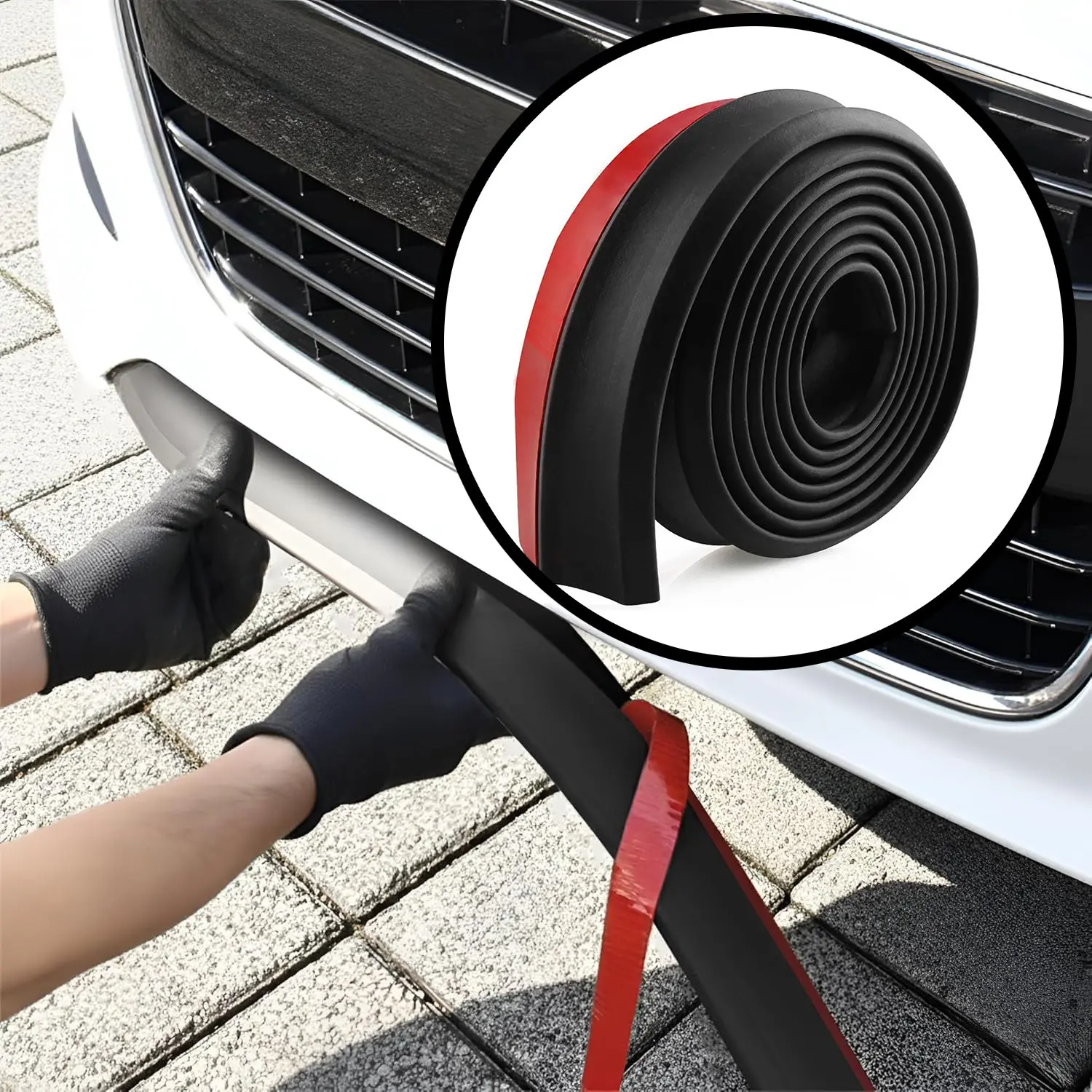 1roll  250cm*6cm Universal Car Front Bumper Protector, Anti-Stretch Rubber Waterproof Spoiler Front Lip Anti-Collision Sticker, Self-Adhesive DIY Cut Accessories, Suitable for Most Cars, Vans, SUVs,  Black