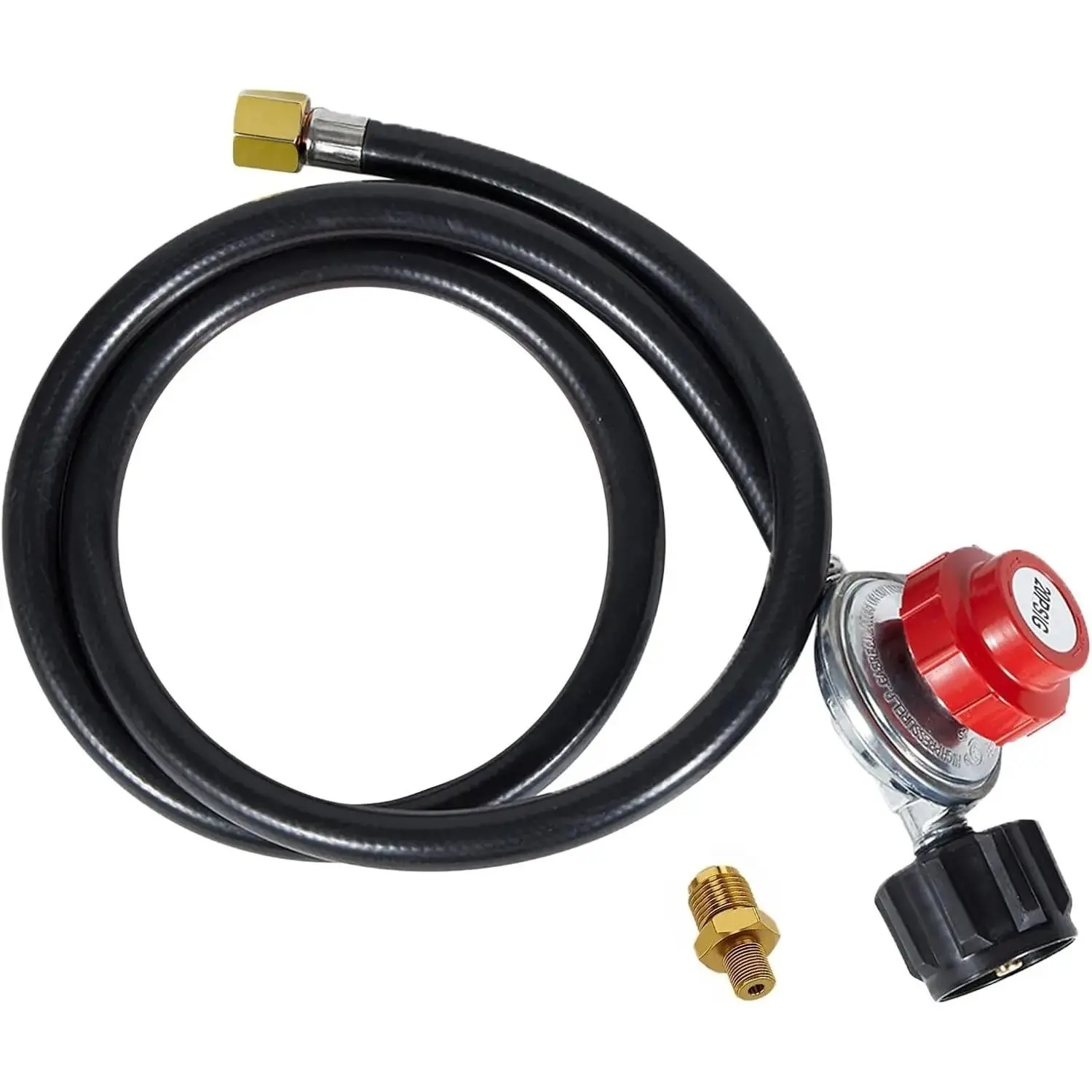 Gas Burner Regulator with 4.1 ft Adjustable Hose, 0-20 PSI Pressure, PVC Layer & Heat Control, Suitable for Gas Tanks, 4.1 Feet, Flow Safety