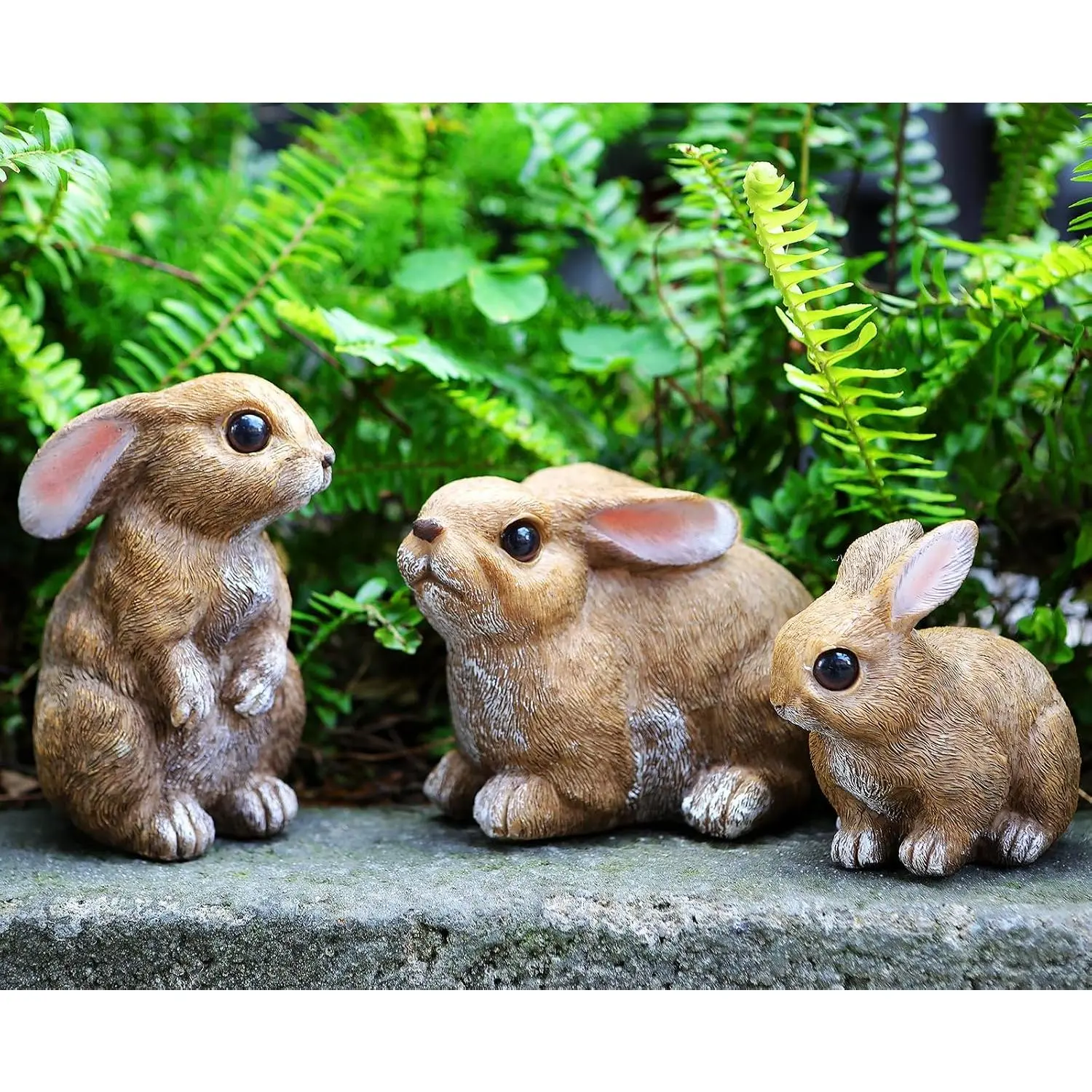 3-Piece Decorative Bunny-Shaped Statue Set with Anti-UV Paint, Easter Spring Outdoor Garden Yard Flower Bed Lawn Decor, Indoor Tabletop Patio Gift for Mom