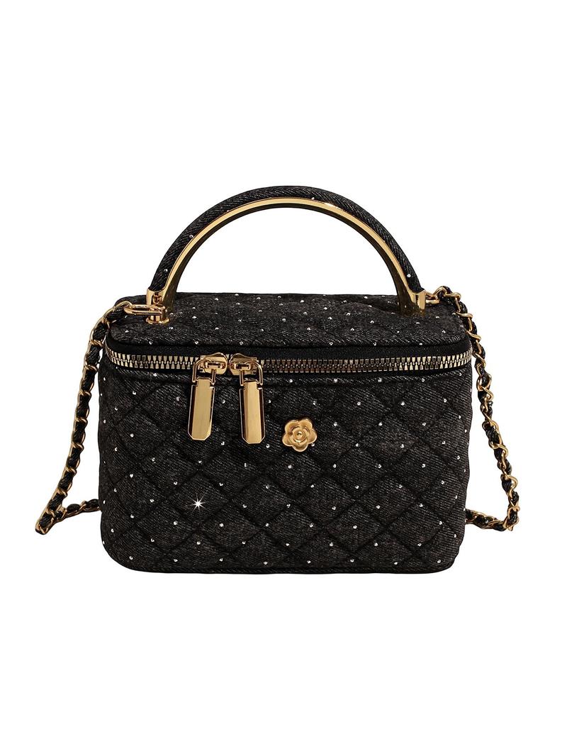 Women's Elegant Denim Design Quilted Bag, Fashionable Chain Strap Shoulder Bag for Daily Used, Casual Trendy Versatile High-quality Casual Commuter Bag, Denim Shoulder Purse