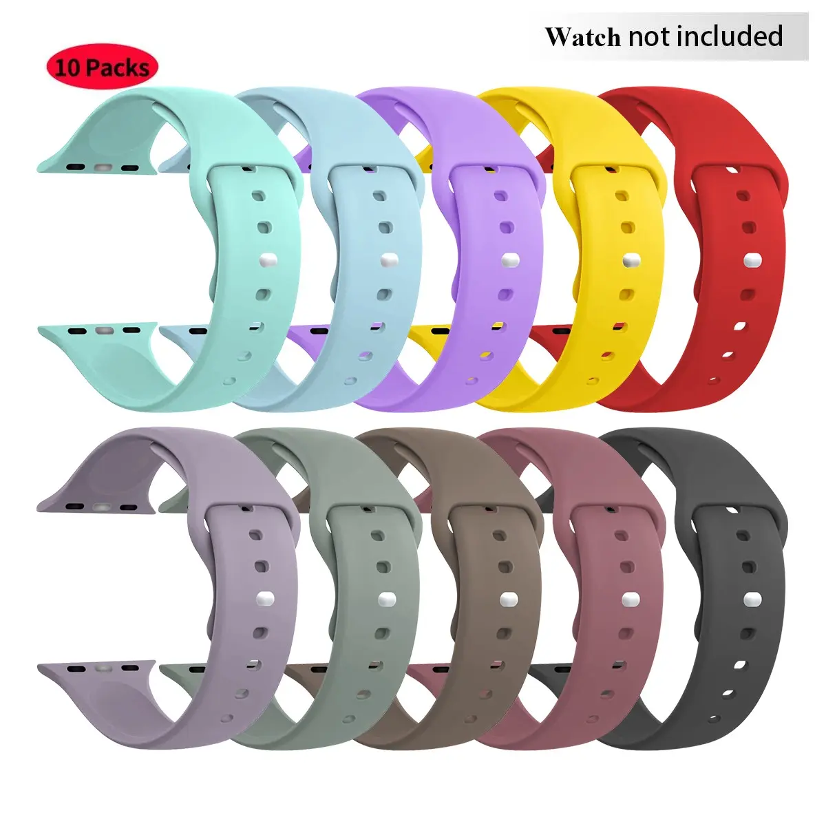 Solid Color & Multi-Color Combination Silicone Smart Watch Straps Band Set Wearable Smartwatch Accessories Compatible With Apple Watch And Smart Watches Accessories