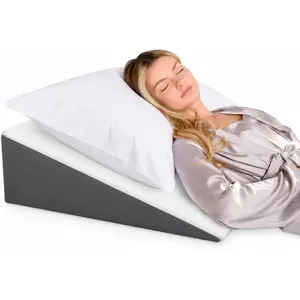 Bed Wedge Pillow for Sleep Apnea, FSA Eligible Acid Reflux, and Back Pain Relief, with Chic Jacquard Cover - Headboard Wedges for Sleeping (Standard Width 7.5" Height)