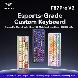 Aula F87pro V2 Gaming Keyboard, 87 Key Layout, Wired/wireless Connection, RGB Lighting, Advanced Key Settings, Long Battery Life