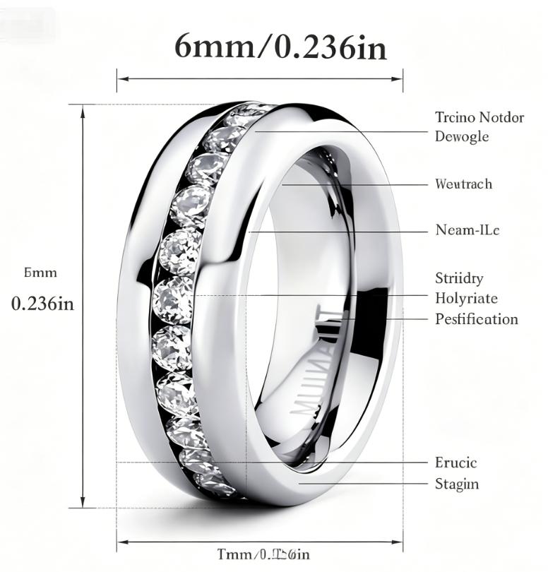 1 Piece Never Fade Stainless Steel Ring Men Women Couple Ring Single Row Full Diamond Cuban Ring Engagement Wedding Band