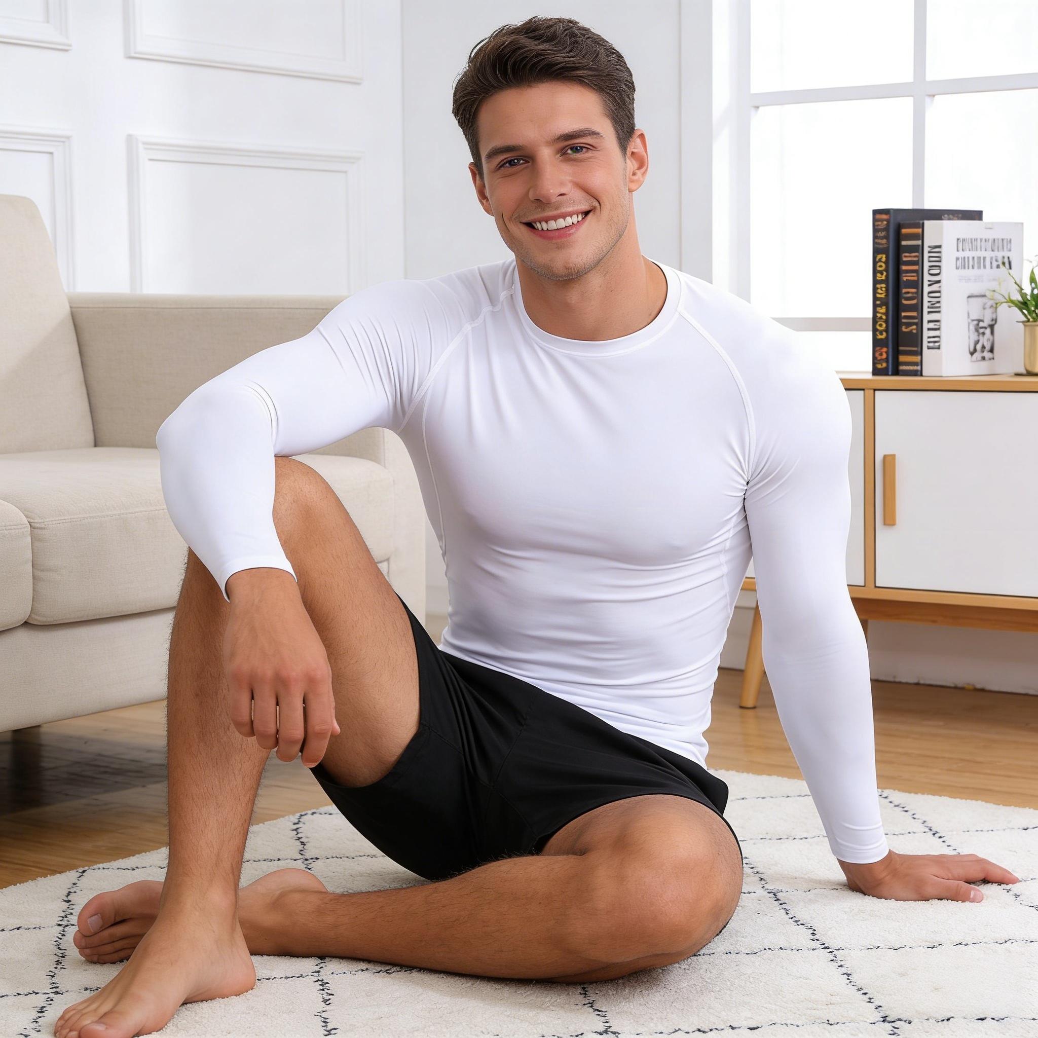 3 Pack Men's Compression Long Sleeve Shirts Quick Dry Moisture Wicking Gym Workout Tops