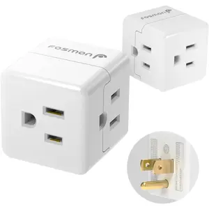 3 Outlet Wall Adapter Cube Tap, 90  Wall Tap Triple Power Adapter, Outlet Splitter 3 Prong, Multi Plug Outlet, 3 Way Plug Adapter, Outlet Extender for  or Travel, ETL Listed