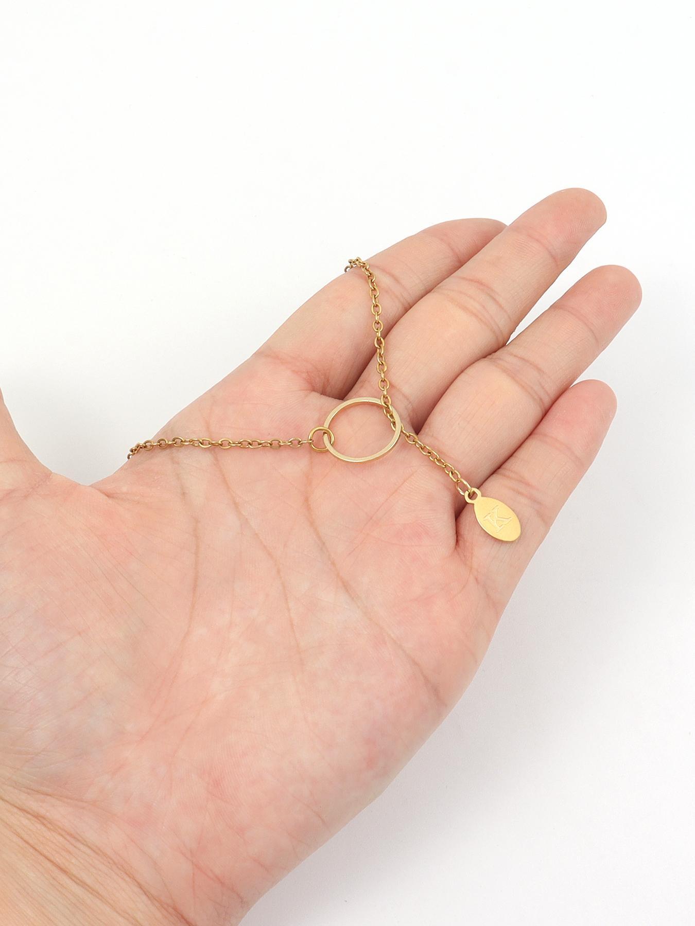 Simple Letter Pendant Necklace for Women, Necklace Initial, Round Charm Stainless Steel Jewelry for Party, Daily Clothing Decor, Trendy All-match & Exquisite Jewelry for Birthday Gift