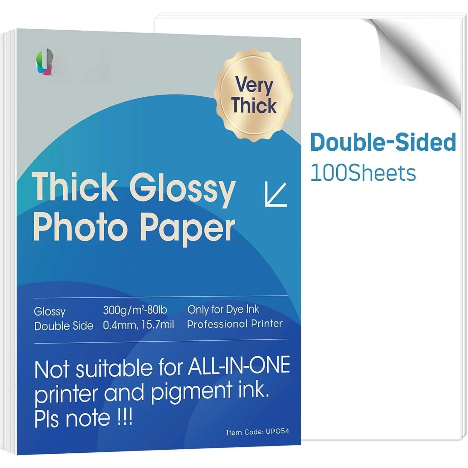 Thick Photo Paper 8.5x11 inches 100sheets Double Sides Glossy Heavyweight Photo Paper 300gsm Only Suitable for Professional Inkjet Printer