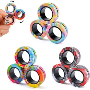 3Pcs Magnetic Finger Rings Fidget Spinner Toys ADHD Relief Stress Toys for Adults Teens Easter Small Gifts