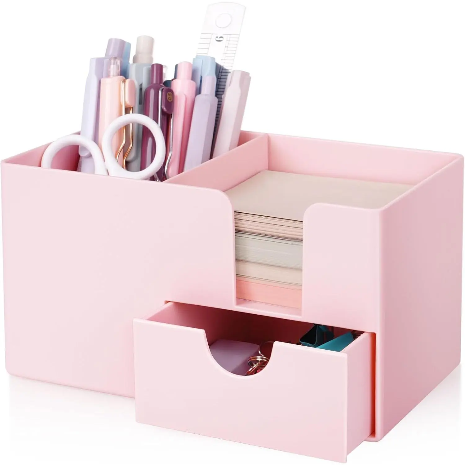 Small Desk Organizer with Drawer | 3 Compartments, Desk Pen Holder, For , School, Classroom & Office