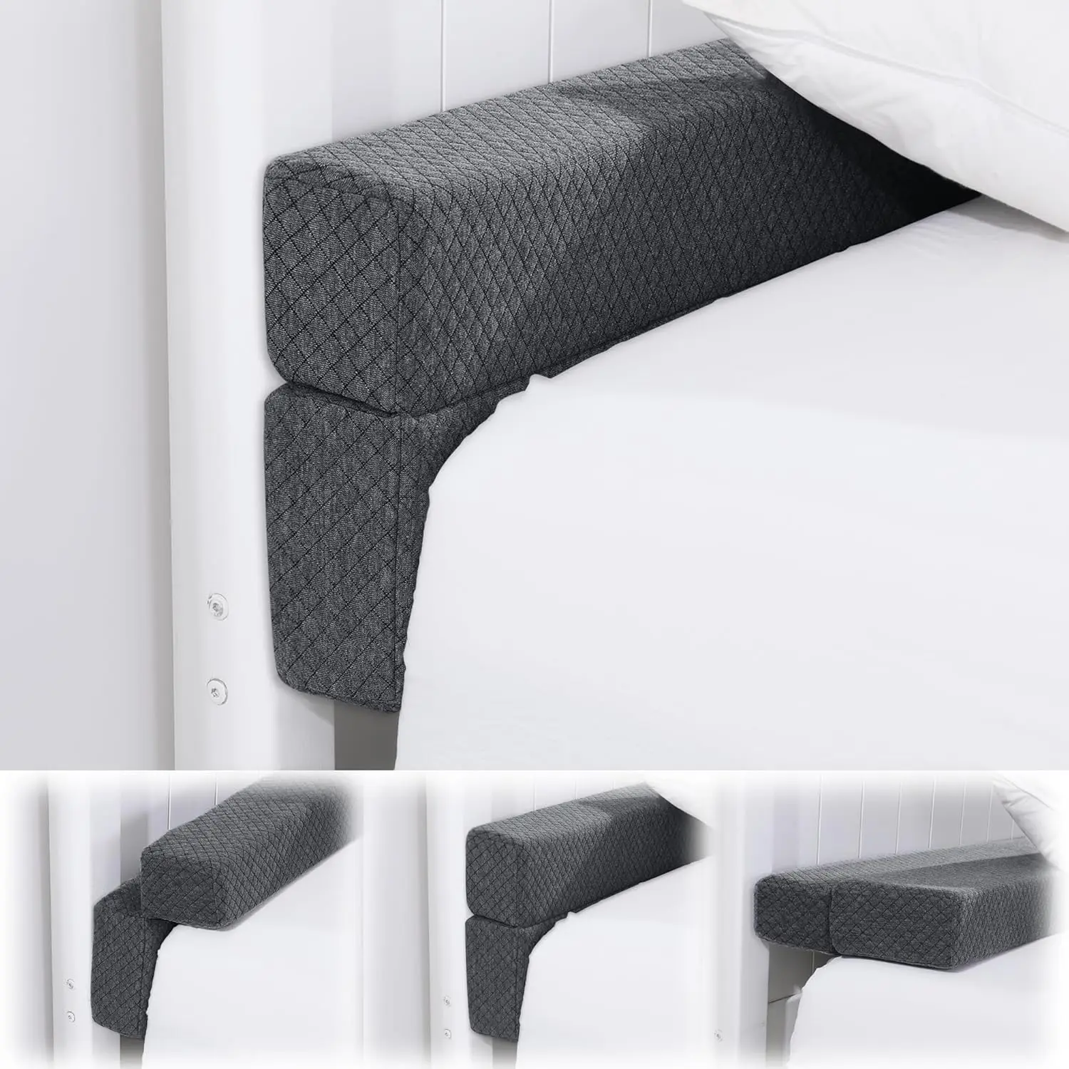 Flodable Pillow for Headboard Gap,Bed Gap Filler Queen Size,Bed Wedge Pillow for Headboard,Rectangular Bed Gap Filler,Foam Mattress Gap Filler(Gray,Queen)