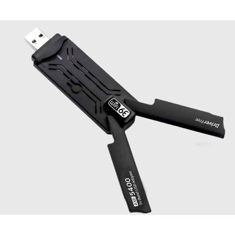 AX5400 Tri-Band WiFi 6 (802.11ax) USB 3.0 Wireless Adapter - 9x3x1.5cm, 10g Ultra-Light Compact Design, 6G/5.8G/2.4G Dongle with Dual Antennas, Wi-Fi 6 Network Cards for Desktop PC, Windows/Linux Compatible, Driver-Free Plug-and-Play