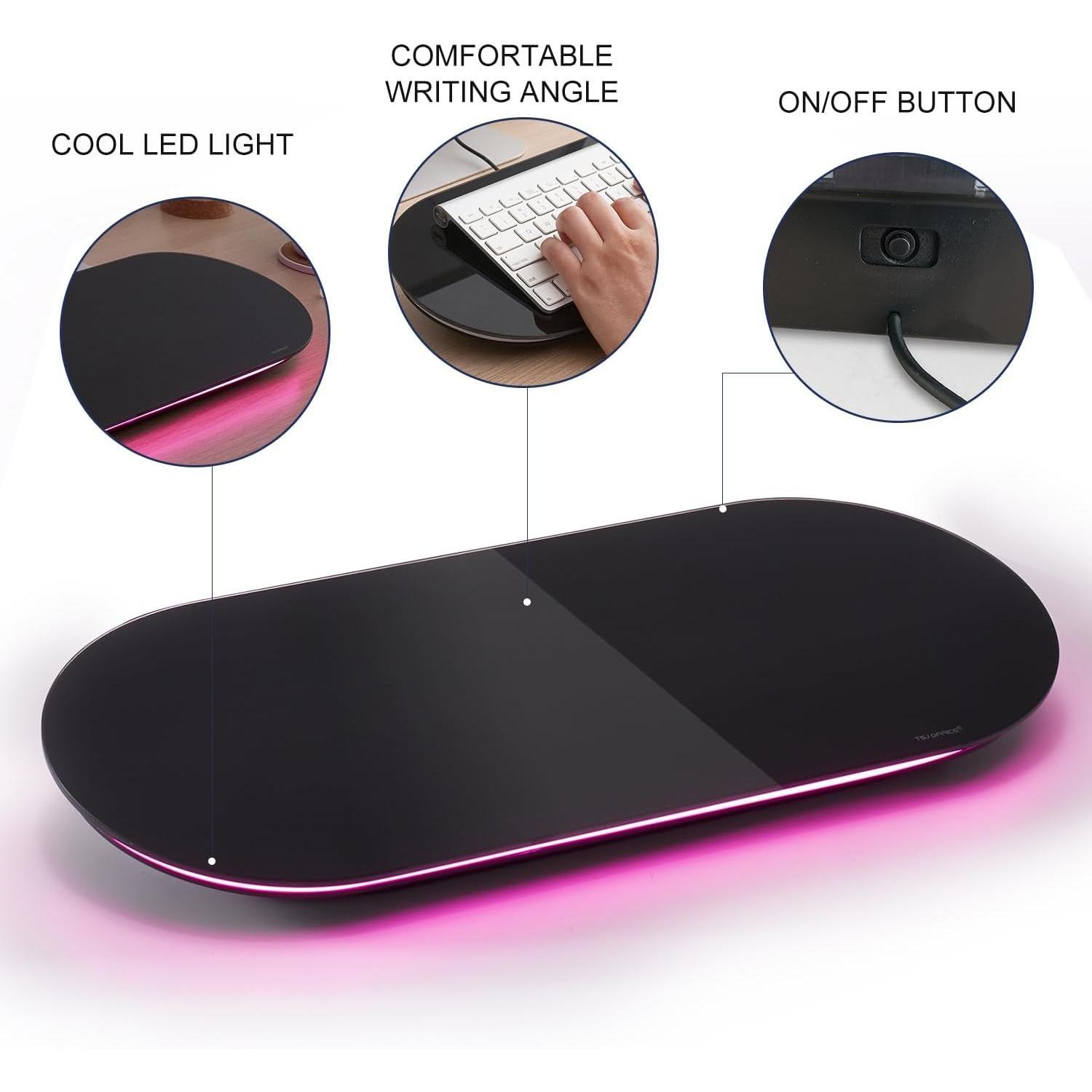 Glass Desktop Whiteboard - 17 X 7 Inches Small Dry Erase Board with Light, Black Glass White Board Surface Notepad with 1 Drawer, Desk Organizers for , , School Supplies Glass Desktop Whiteboard - 17 X 7 Inches Small Dry Erase Board with Light, Black Glass White Board Surface Notepad with 1 Drawer, Desk Organizers for , , School Supplies