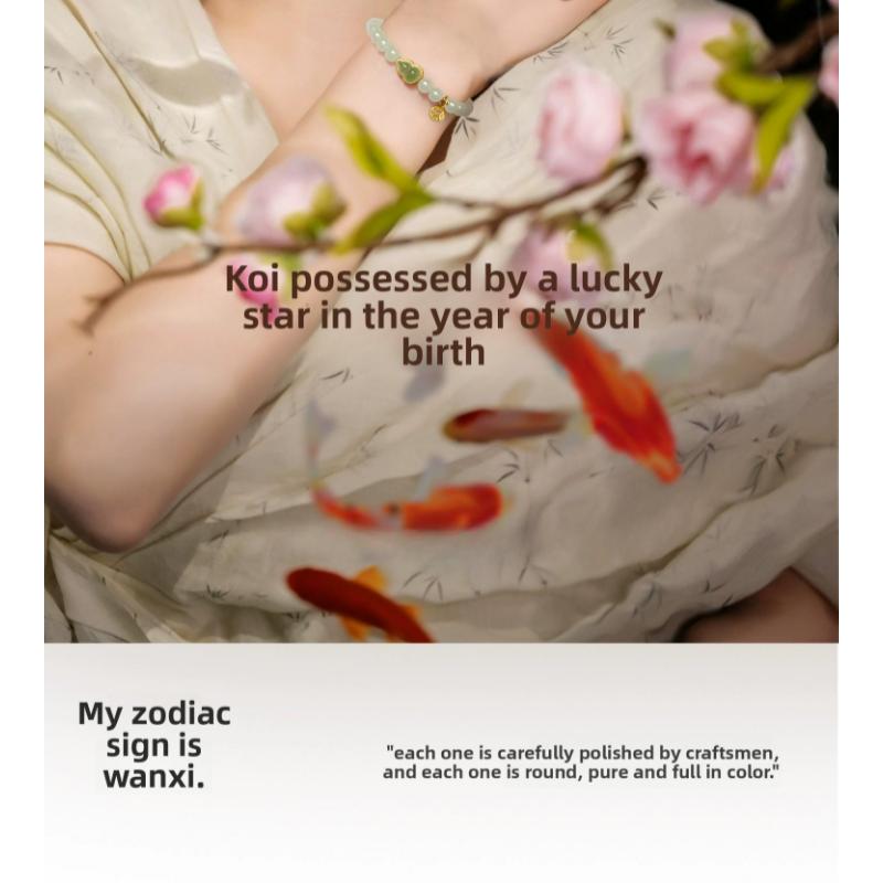 S925 Sterling Silver Hetian Jade Gourd Bracelet for Women Gold Inlaid Jade New Chinese Style National Style Jade Bracelet Light Luxury Exquisite Gift.