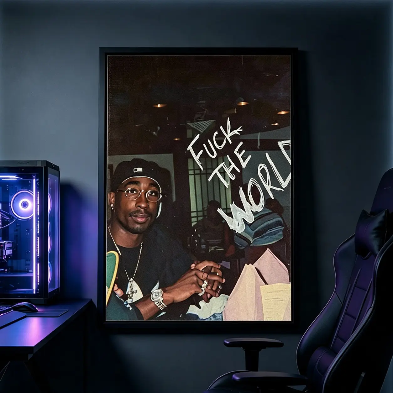 Vintage Tupac 2Pac Canvas Wall Art, Classic Hip Hop Rap Legend Artwork Poster, 90s West Coast Music Decor for Bedroom Music Room Studio Man Cave Office, Retro Streetwear Aesthetic Home Decoration, Iconic Artist Statement Piece Gift for Fans and Collectors