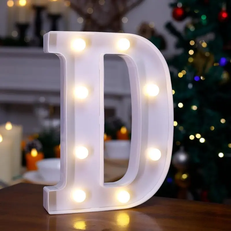 LED Light Up Letters, 26 Alphabet Marquee Letter Lights Sign - Letter D |   Decorative Lighted Letter, Battery Powered LED Letter Lights for Night Light, Wedding, Birthday, Party, Bar or Home Decor