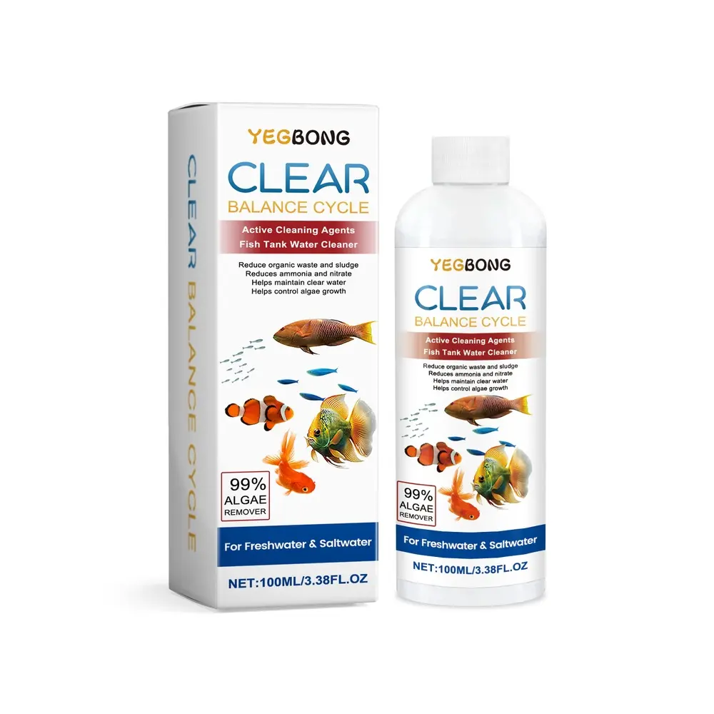 Yegbong Aquarium Water Clarifier - Enzyme Cleaner, Aquarium Purifier for Stain & Sludge Removal, Algae Control, Water Quality Improvement; Store Coolly, Clarifies Water