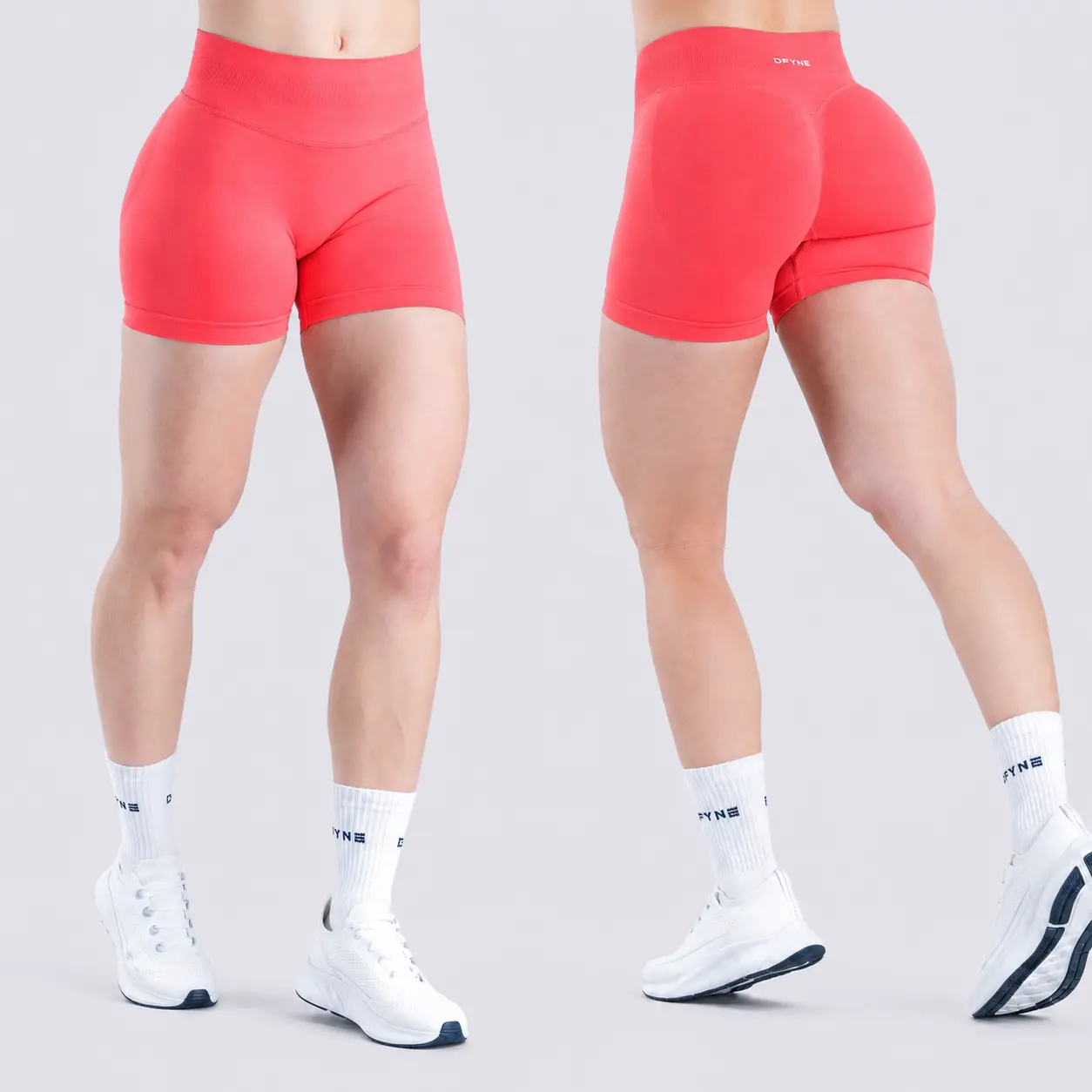 DFYNE Women's Female Athleisure Seamless Knitted Impact Sport Shorts - 4-Way High Stretch, Butt Lift Sculpting, Sweat-Wicking Nylon Fabric, for Gym Training, Yoga