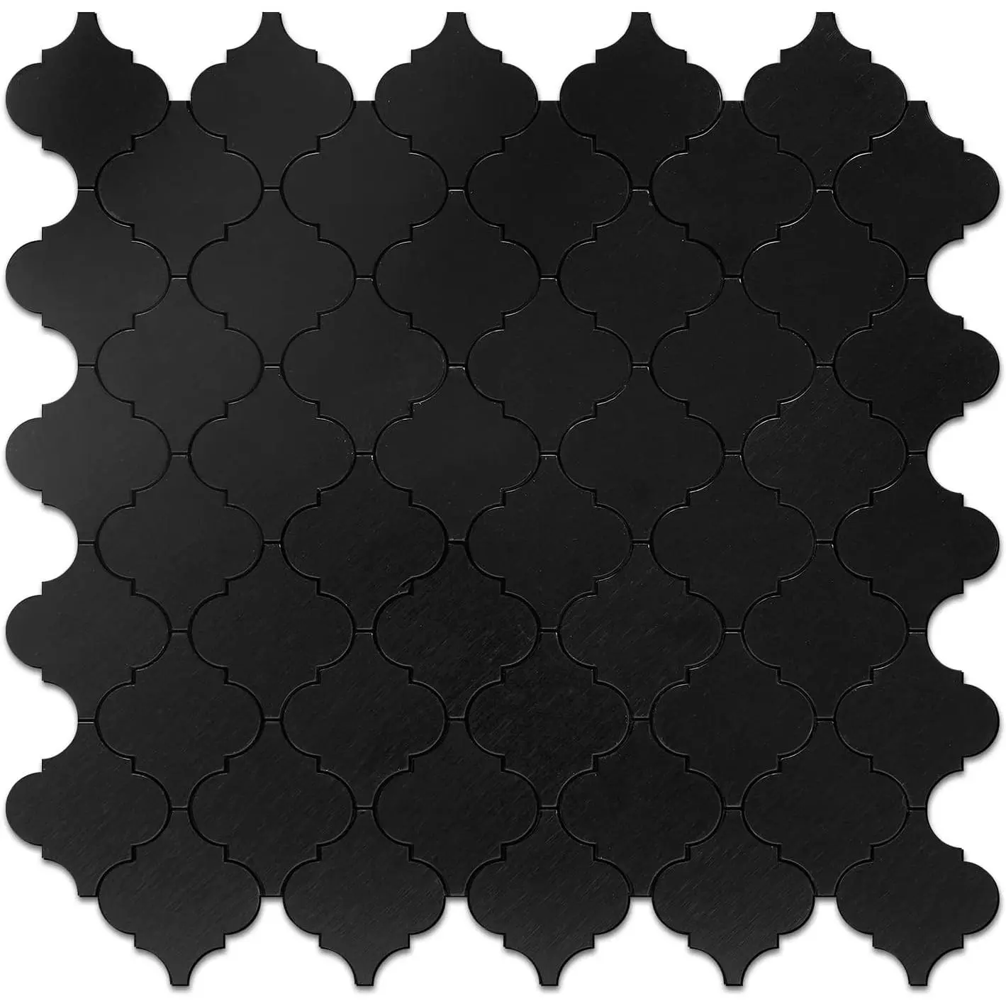 Arabesque Peel and Stick Backsplash Tile, Stick  Backsplash for Kitchen and Bathroom, Black Metal and Composite Mosaic Tiles (10 Sheets)