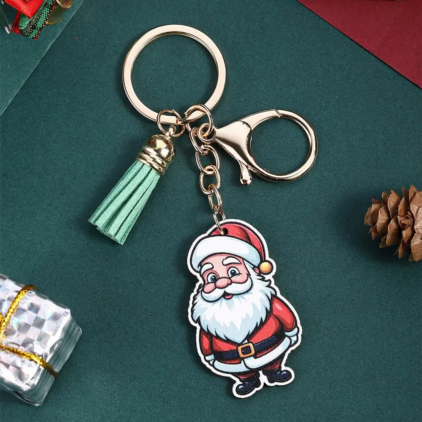 Christmas Series Tassel Keychain, Santa Claus, Christmas Tree, Candy Cake Snowman Pendant, Holiday Decoration, Gift Idea
