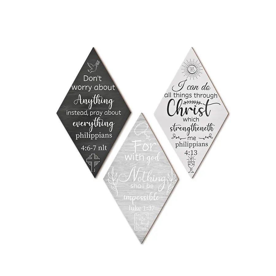 Christian Inspirational Rustic Wall Decor, 3 Counts/set Bible Verses Wall Decor, Motivational Art Inspiring Wooden Hanging Plaque, Ornaments