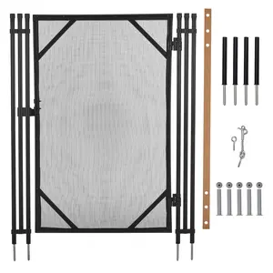 Heavy Duty Removable Pool Safety Fence & Gate for Inground/Above Ground Pools – Durable Mesh Barrier, Weather Resistant, Modular Design, Child & Pet Safety, Easy DIY Installation – Black
