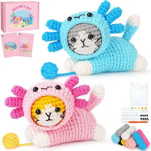 Crochet Kit for Beginners, Crochet Starter Kits for Adults ,  Dress in Axolotl Crochet Kit, Complete Crochet  Kit with Step-by-Step Video Tutorials, Gifts for Crocheting Lovers