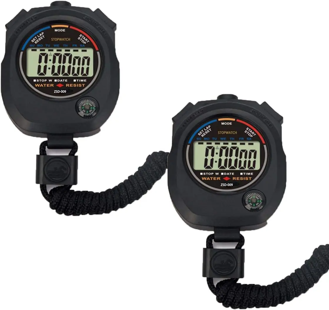 2 Pack Multi-Function Electronic Digital Sport Stopwatch Timer, Large Display with Date Time and Alarm Function,Suitable for Sports Coaches Fitness Coaches and Referees,