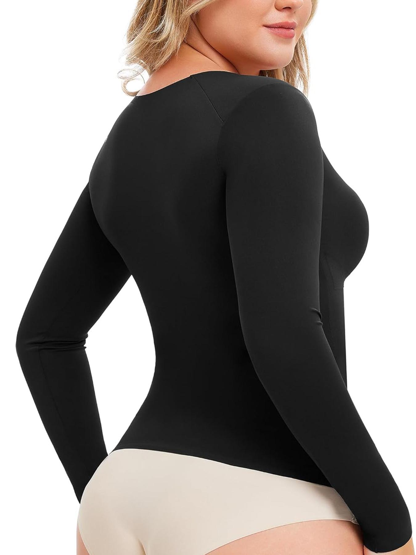 Women's Seamless Slim-Fit Long Sleeve Top, High Elasticity Comfortable Breathable Fabric, Casual All-Season Wear, No Underwear Needed