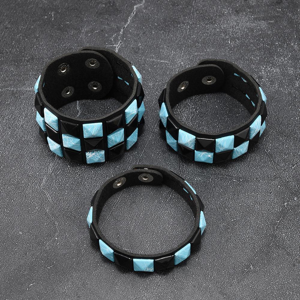 3Pcs/Set Fashion Contrasting Rivets Leather Wrist Friendship Big Wide Bracelet For Male Female Buckle Vintage Punk Jewelry
