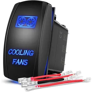 Nilight Cooling Fans Rocker Switch Led Light Bar Switch 5Pin Laser On Off SPST switches 20A/12V 10A/24V Switch Blue with Jumper Wires Set for Cars Trucks RVs