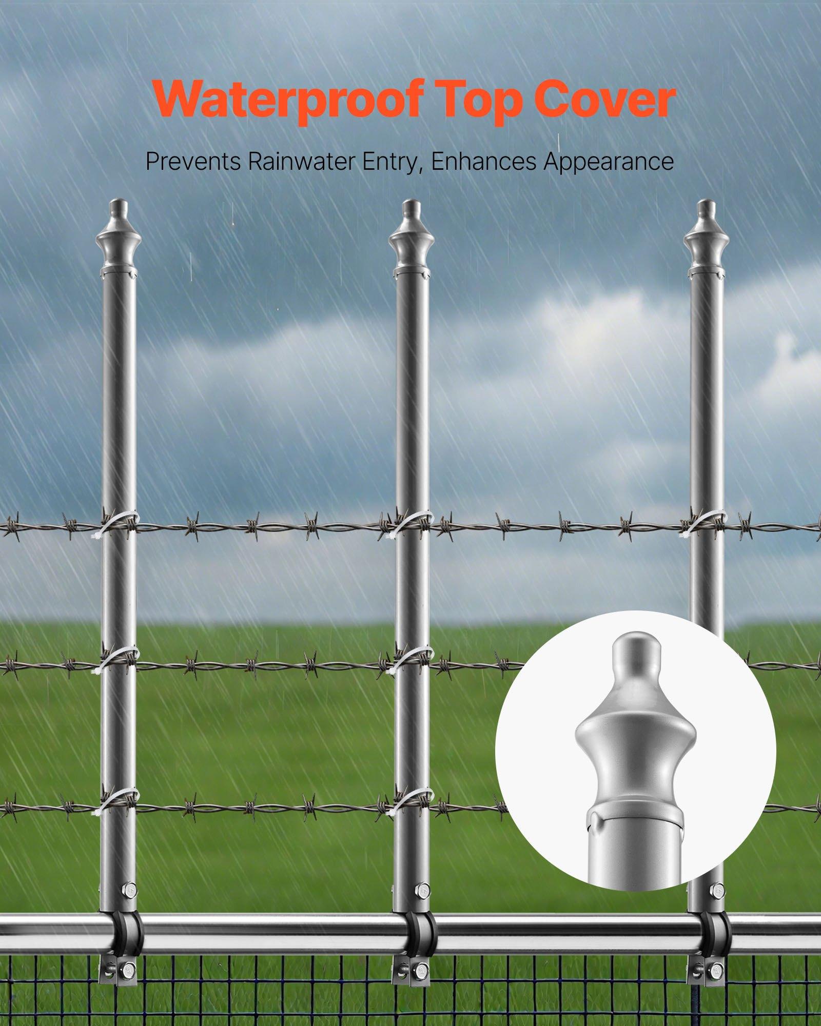 VEVOR Chain Link Fence Extensions, 18 Packs 27.4" Extension Height, Galvanized Post Extender for 1.3" to 1.5" Top of Fence, U Bracket, Barbed Wire Extend Arm for Privacy, Prevent Dogs Jumping Out