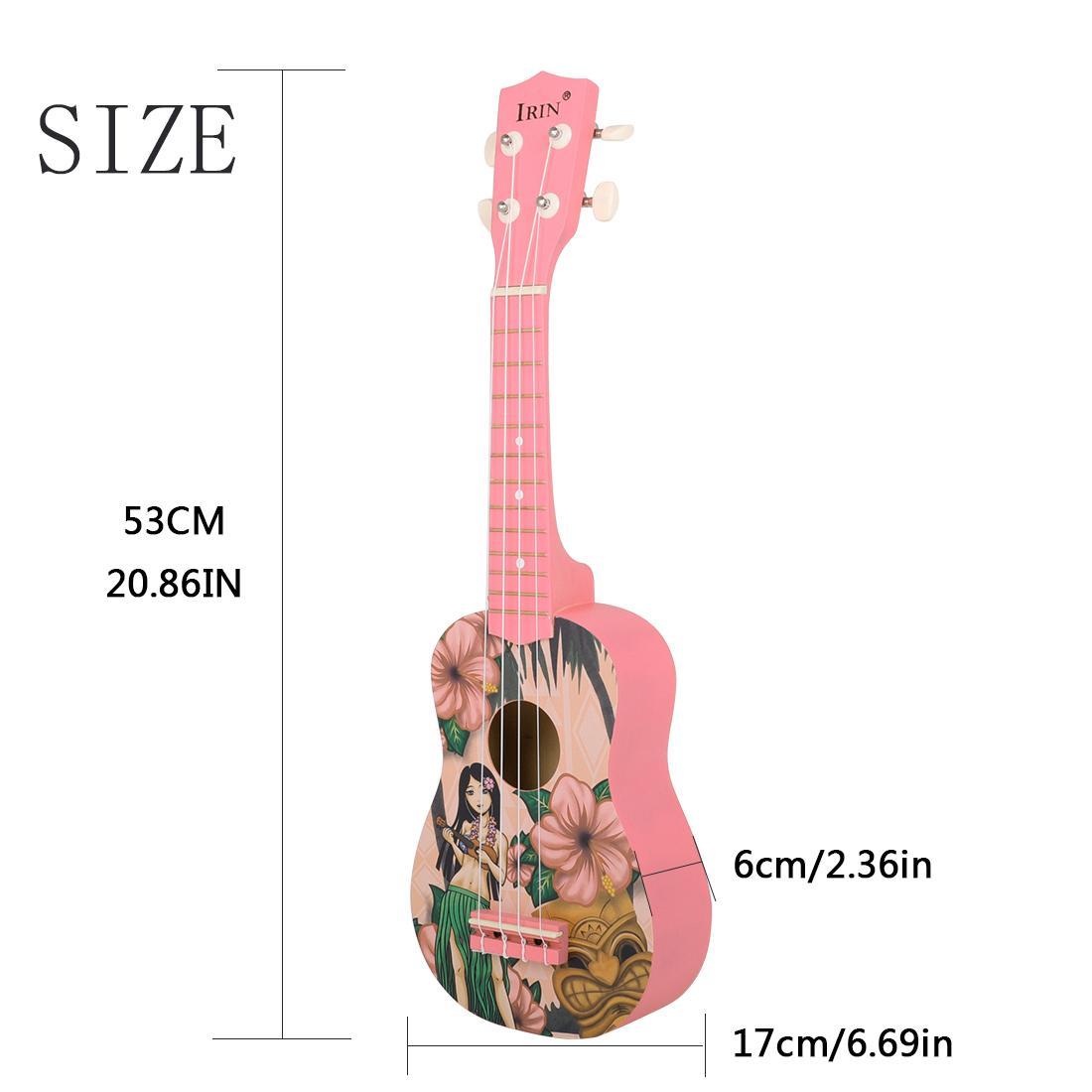 Cute Style 21 Inch Ukulele Hawaiian Girl Soprano Ukulele with Colorful Design for Beginner Practice and Summer Music Playing