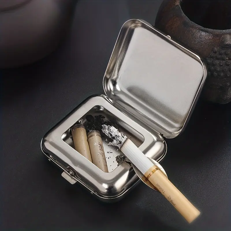 Portable Ashtray Metal Keychain with Button, Tabut Shape Design, Ideal Gift Choice, 1pc Ashtray Ash Coffins Accessory