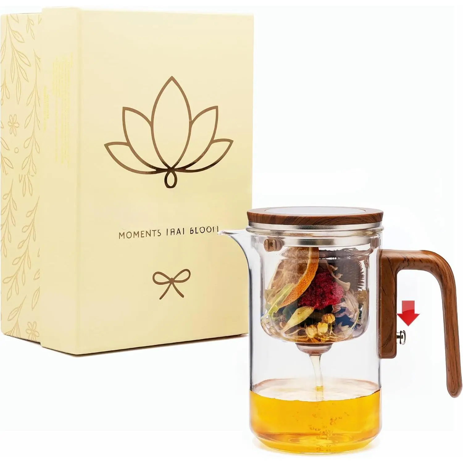 Enchanti  Pot - Modern Glass Infuser Teapot - Water Separation Magic Teapot with Heat-Resistant Handle - Elegant  Box & Writable Card -  for Loose Leaf  - 600 ML (20oz)